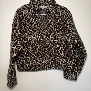 American Eagle Outfitters Leopard Print Teddy Jacket